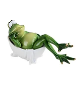 Fc Design "2-pc Gift Set" 7.5"W Frog in Bath Tub Statue Funny Animal Figurine Statue Ornament Home Room Office Decor and Perfect Gift Ideas for Housew