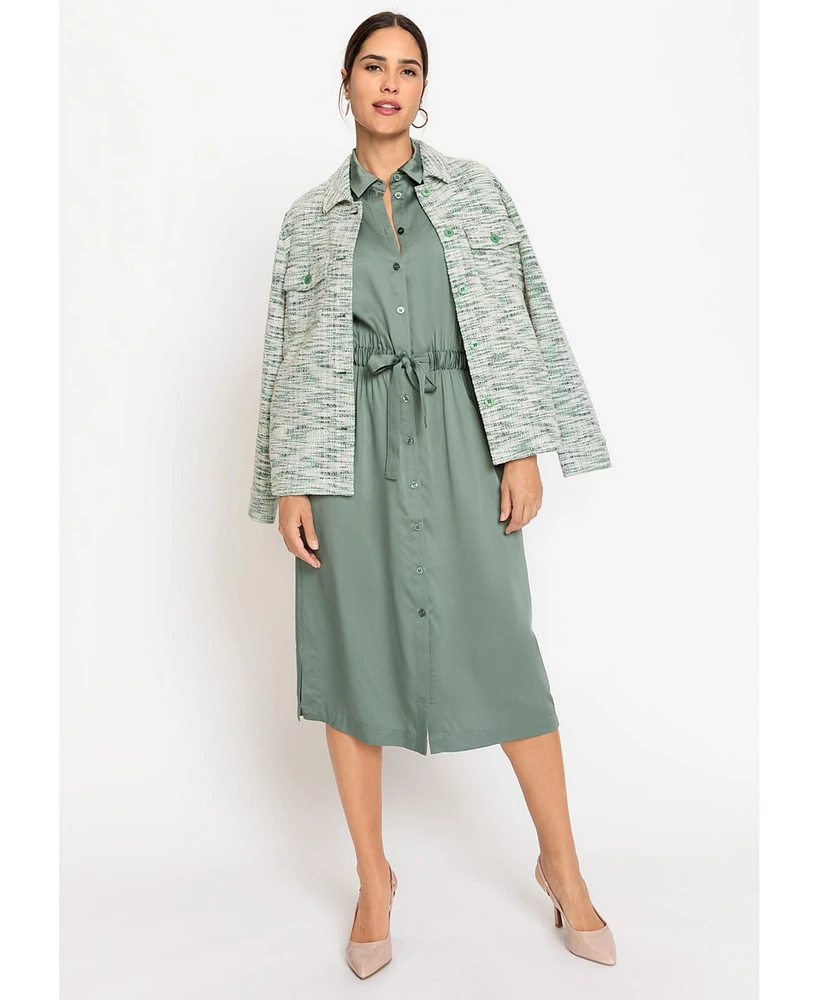 Olsen Women's Satin Effect Midi Shirt Dress