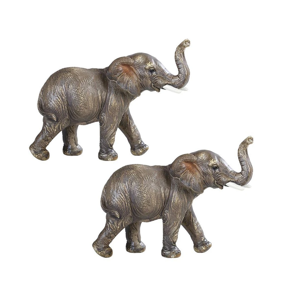 Fc Design "2-pc Gift Set" 6"W Wildlife Baby Elephant Cub with Trunk Up Figurine Statue Ornament Home Room Office Decor and Perfect Gift Ideas for Hous