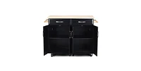 Slickblue Kitchen Island Storage Cabinet Cart with Wood Top and Wheels