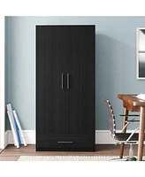 Slickblue Modern Armoire Wardrobe Closet Cabinet with Storage Drawer White Wood Finish