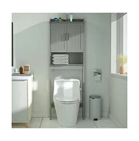 Slickblue Over the Toilet Bathroom Storage Cabinet Shelving Unit Wood Finish