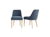 Slickblue Set of 2 Fabric Upholstered Dining Chair with Wood Legs