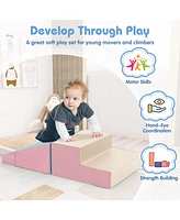 Gouun 2-Piece Step and Slide Climber for Infants and Toddlers Baby Soft Play Set Foam Blocks