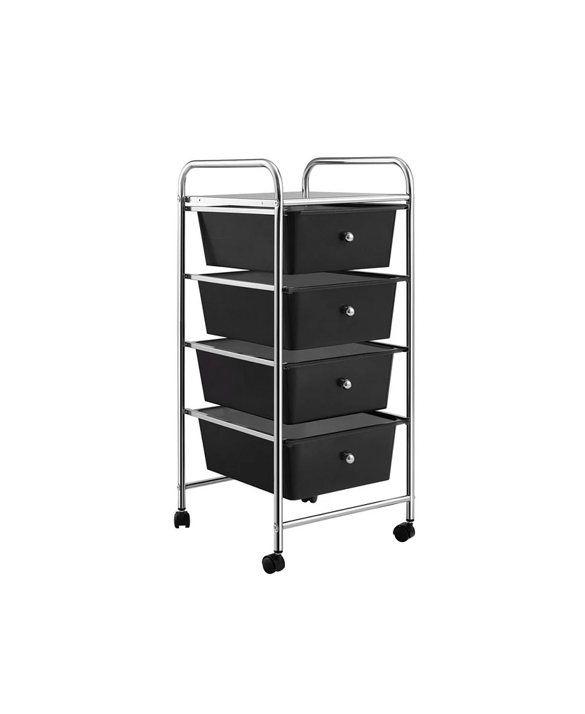 Gouun 4-Drawer Storage Cart with Universal Casters, Heavy-Duty Steel Frame, Slide-Out Design, Space-Saving Organizer