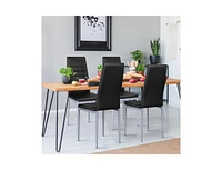 Slickblue Set of 4 Modern High Back Brown Pvc Leather Dining Chairs with Metal Legs