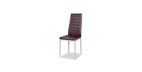 Slickblue Set of 4 Modern High Back Brown Pvc Leather Dining Chairs with Metal Legs