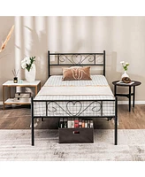 Gouun Twin Xl Metal Bed Frame with Heart-shaped Headboard