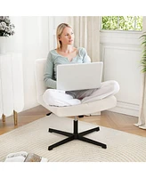 Gouun Office Armless Chair Cross Legged with Imitation Lamb Fleece and Adjustable Height