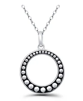 Macy's Oxidized Beaded Open Circle Pendant Necklace