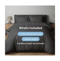 Premium Microfiber Duvet Cover Set - King Black