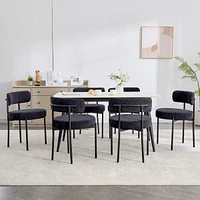 Dyhome Kitchen Chairs Mid-Century Modern Dining Chairs Set of 6, Kitchen Dining Room Chairs, Polyester Upholstered Wishbone Dining Chair