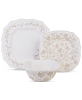222 Fifth Batik Toile Taupe Porcelain 12 Pc. Dinnerware Set, Service for 4