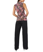 Vince Camuto Women's Floral-Print Faux-Wrap Sleeveless Top