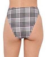 Salt + Cove Juniors' Plaid High-Waist Bikini Bottoms, Exclusively at Macy's