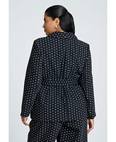 Eloquii Plus Tie Waist Printed Blazer