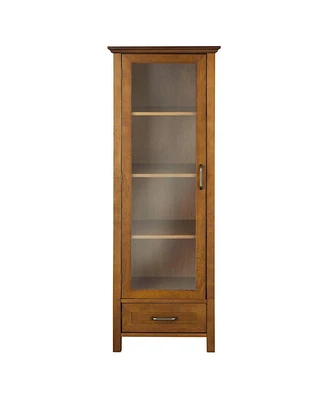 Slickblue Linen Tower Glass Door Bathroom Storage Cabinet w/ Drawer