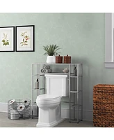 Slickblue Over the Toilet Freestanding Bathroom Shelving Unit Shelf in Silver Metal Finish