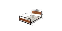 Slickblue Modern Metal Wood Platform Bed Frame with Headboard and Footboard