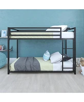 Slickblue Twin over Modern Low Height Metal Bunk Bed for Space-Saving and Easy Access