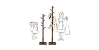 Slickblue Adjustable Height Mid-Century Modern Style Coat Rack in Wood Finish