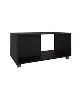 Denton Coffee Table, 4 Wheels, 1 Shelf, Black