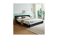 Slickblue Modern Faux Leather Upholstered Platform Bed Frame