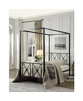 Slickblue Metal Canopy Bed Frame with Medallion Accents