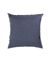 Anaya Home Soft Navy Blue Fringe Linen Pillow