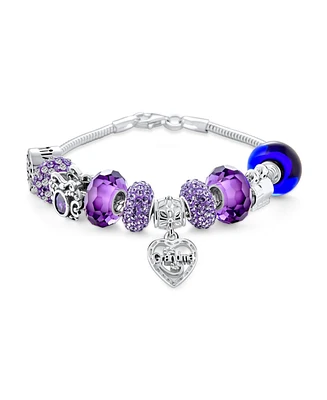 Bling Jewelry Purple Love Grandma Family Charm Bracelet Sterling Silver