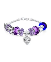 Bling Jewelry Purple Love Grandma Family Charm Bracelet Sterling Silver