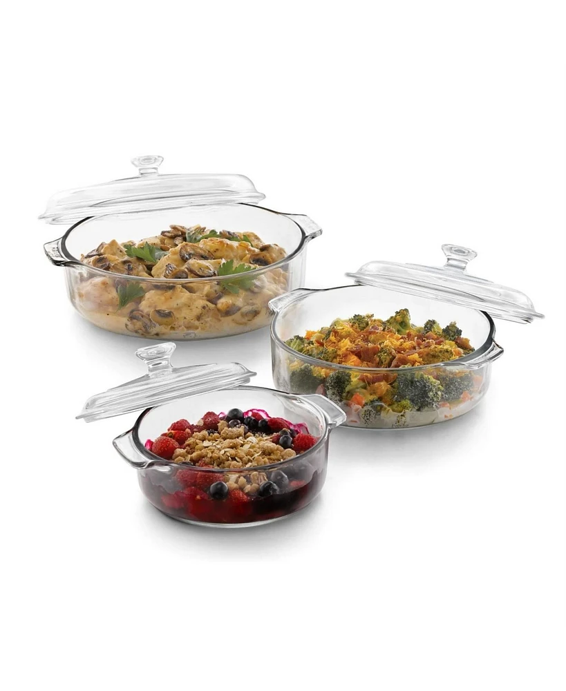 Slickblue 6-Piece Glass Bakeware Casserole Baking Dish Set - Dishwasher and Oven Safe