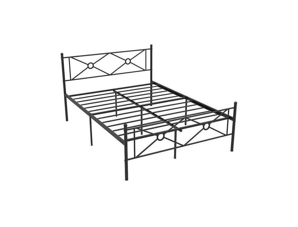 Slickblue Modern Metal Platform Bed Frame with Headboard and Footboard