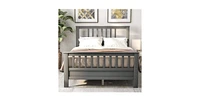 Slickblue Pine Wood Slatted Platform Headboard Footboard Full Bed