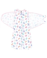 Hudson Baby Girls Convertible Swaddle Sleep Sack, Pastel Butterfly, Months