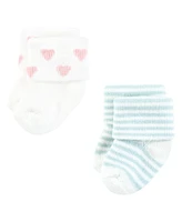 Hudson Baby Girls Cotton Rich Newborn and Terry Socks Love, 0-6 Months