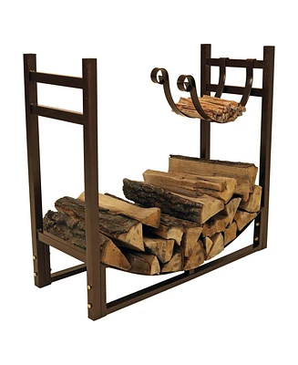 Slickblue Indoor/Outdoor Firewood Log Rack with Removable Kindling Holder for Easy Storage