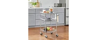 Slickblue Compact Kitchen Cart with Stainless Steel Top and 2 Bottom Storage Shelves