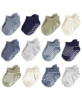 Hudson Baby Boys Non-Skid No-Show Socks Asst Stripes, 12-24 Months