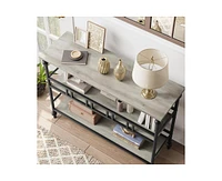 gaomon Console Table, 3-Tier Sofa Tables Narrow Entryway Table with Storage