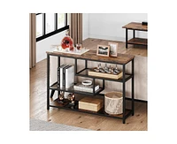 gaomon Console Table, 4-Tier Sofa Tables Narrow Entryway Table with Glass Shelf and Metal Frame