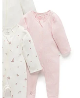 Purebaby Baby Girls Zip Coverall 4 Pack