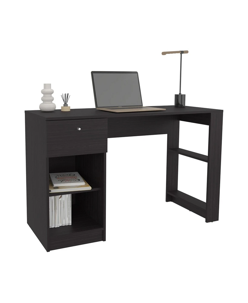 Tolsona Desk, 1 Drawer, 2 Shelves, Black