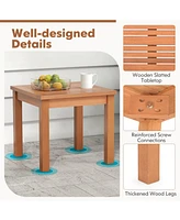 Gouun 18-Inch Square Wooden Adirondack Side Table with Slatted Top for Indoor and Outdoor Use