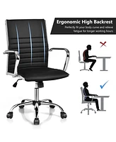 Gouun High Back Ribbed Office Chair with Armrests