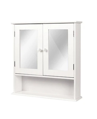 Slickblue 2-Door Mirrored Medicine Cabinet with Open Shelf