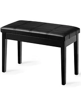 Gymax Pu Leather Piano Keyboard Bench Padded Cushion Double Seat Storage