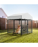 Lovmor Stainless Steel Dog Kennels,Panel Metal Yard Kennel