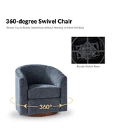 Hulala Home Victor Modern Swivel Barrel Chair with Solid Wood Base