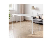 gaomon Folding Table, Portable Folding Card Rectangle Table with Sturdy Metal Frame, Pu Leather Upholstered Foldable Table, for Dining Room
